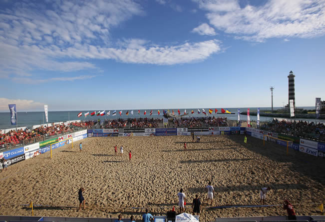 Una beach arena sulla spiaggia 